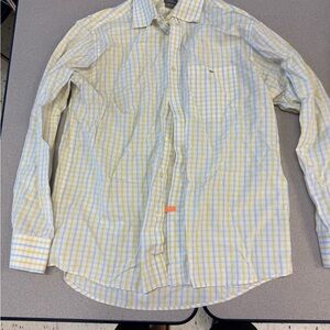 Lacoste Yellow and White Casual Button Down Shirt Lightweight Cotton